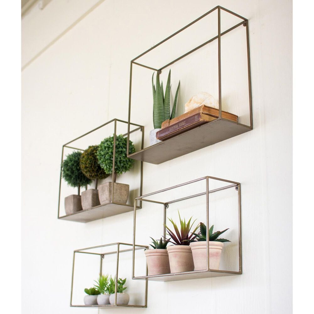 Kalalou Metal Geometric Wall Shelves (Set of 4), , large