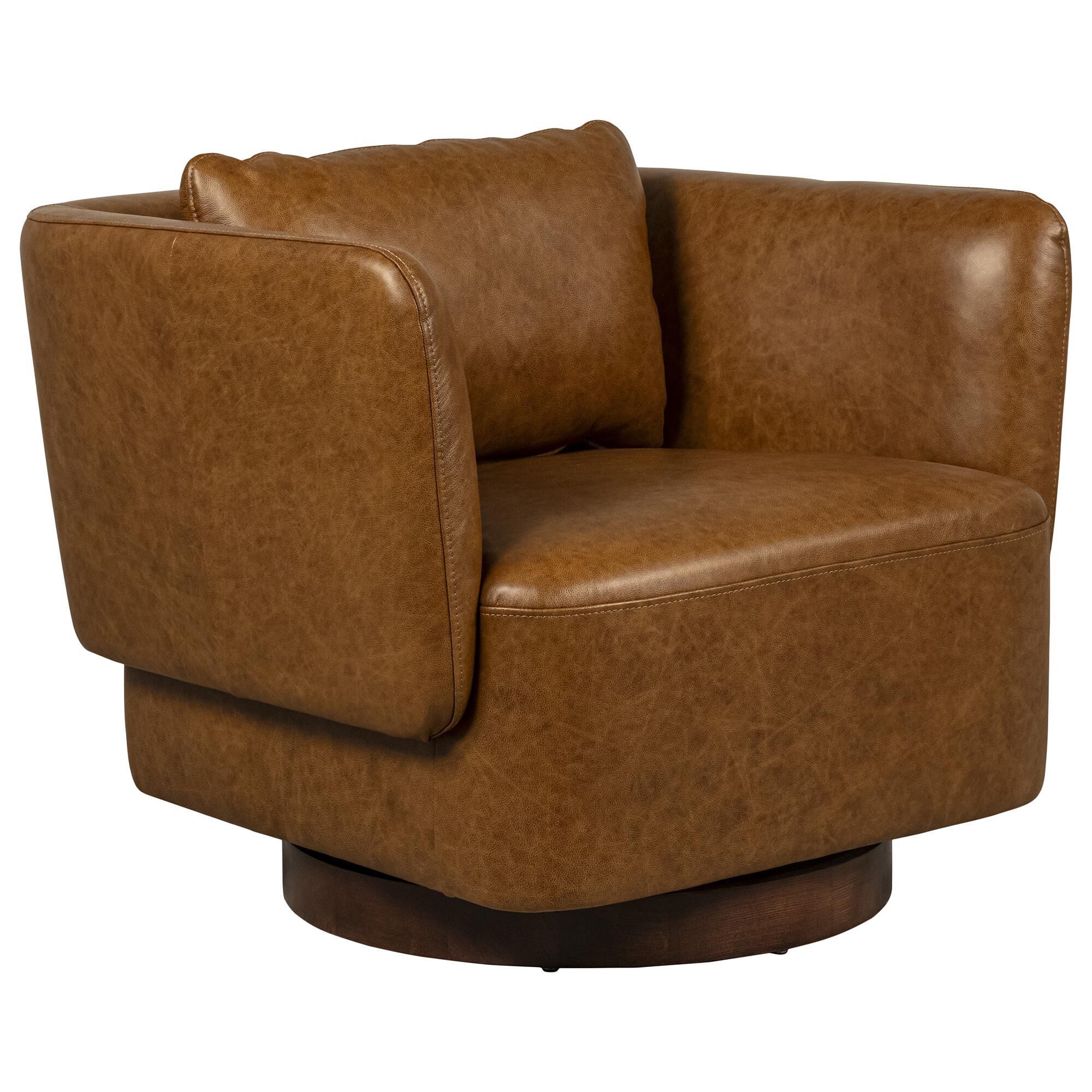 Interlochen Leather Swivel Chair in Saddle NFM