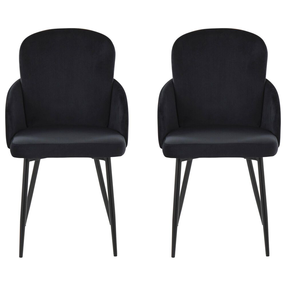 Lumisource Dahlia Dining Arm Chair with Black Velvet Cushion in Black and Gold &#40;Set of 2&#41;, , large