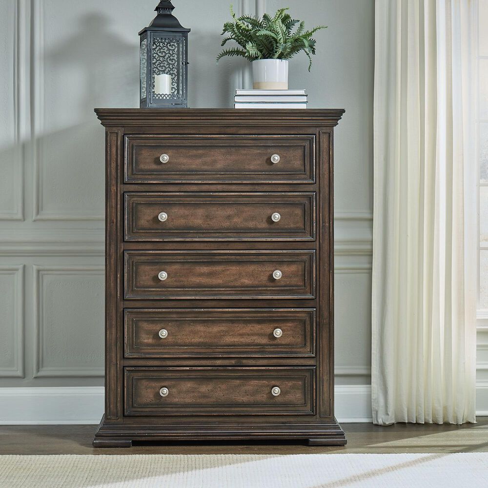 Liberty Furniture Big Valley 5-Piece Queen Panel Bedroom Set in Brownstone, , large