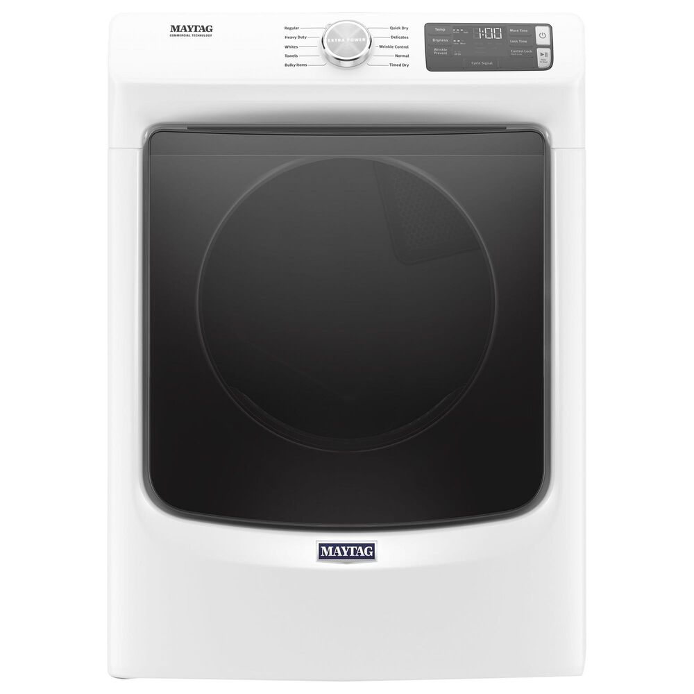 Maytag 4.5 Cu. Ft. Front Load Washer and 7.3 Cu. Ft. Gas Dryer Laundry Pair with Pedestal in White, , large