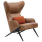 Moe"s Home Collection Amos Leather Accent Chair with Orange Velvet Pillow in in Brown, , large