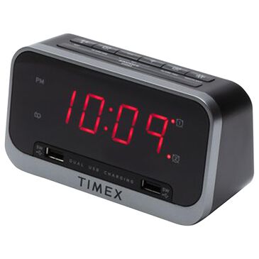 iHome Dual Alarm Clock with Dual USB Charging and Nightlight in Black and Grey, , large