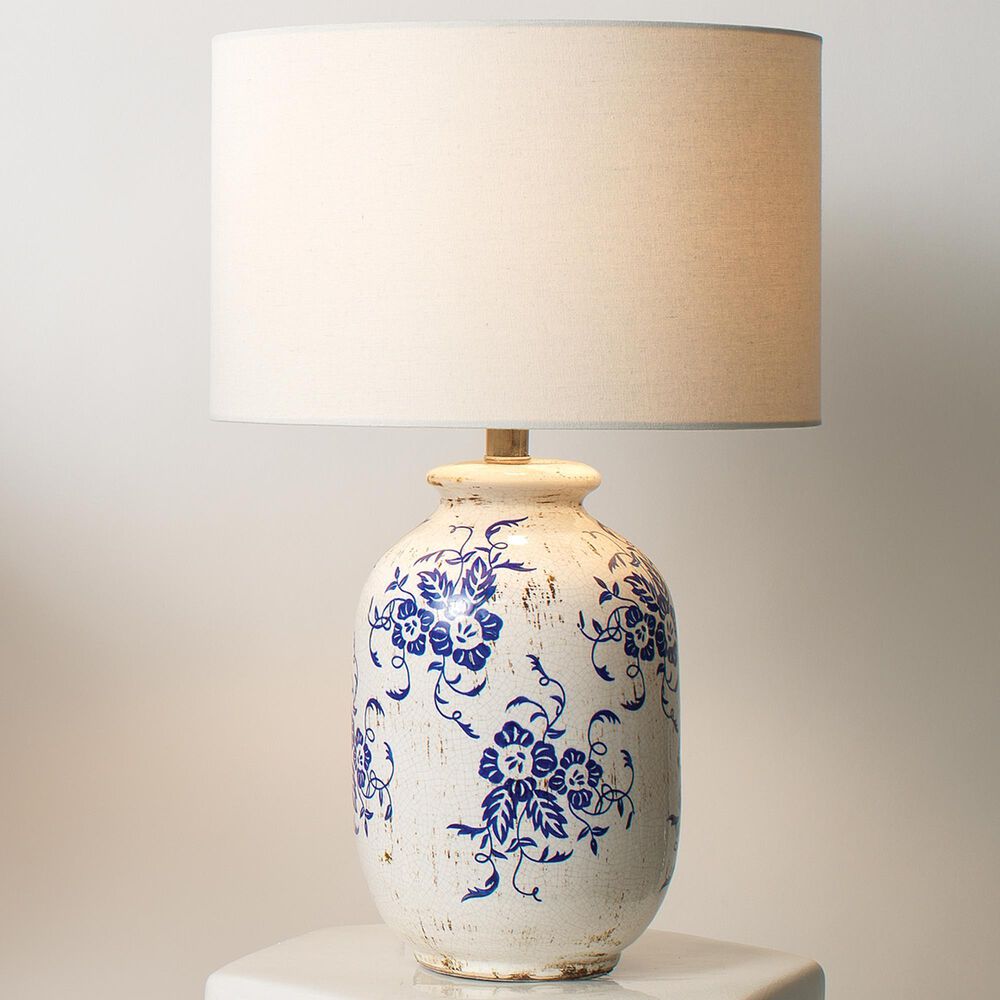 Splendor Living Norhaven Table Lamp in Distressed White and Blue, , large