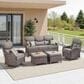 Sunwell Garden Patio Ottoman with Gray Cushion in Brown (Set of 2), , large