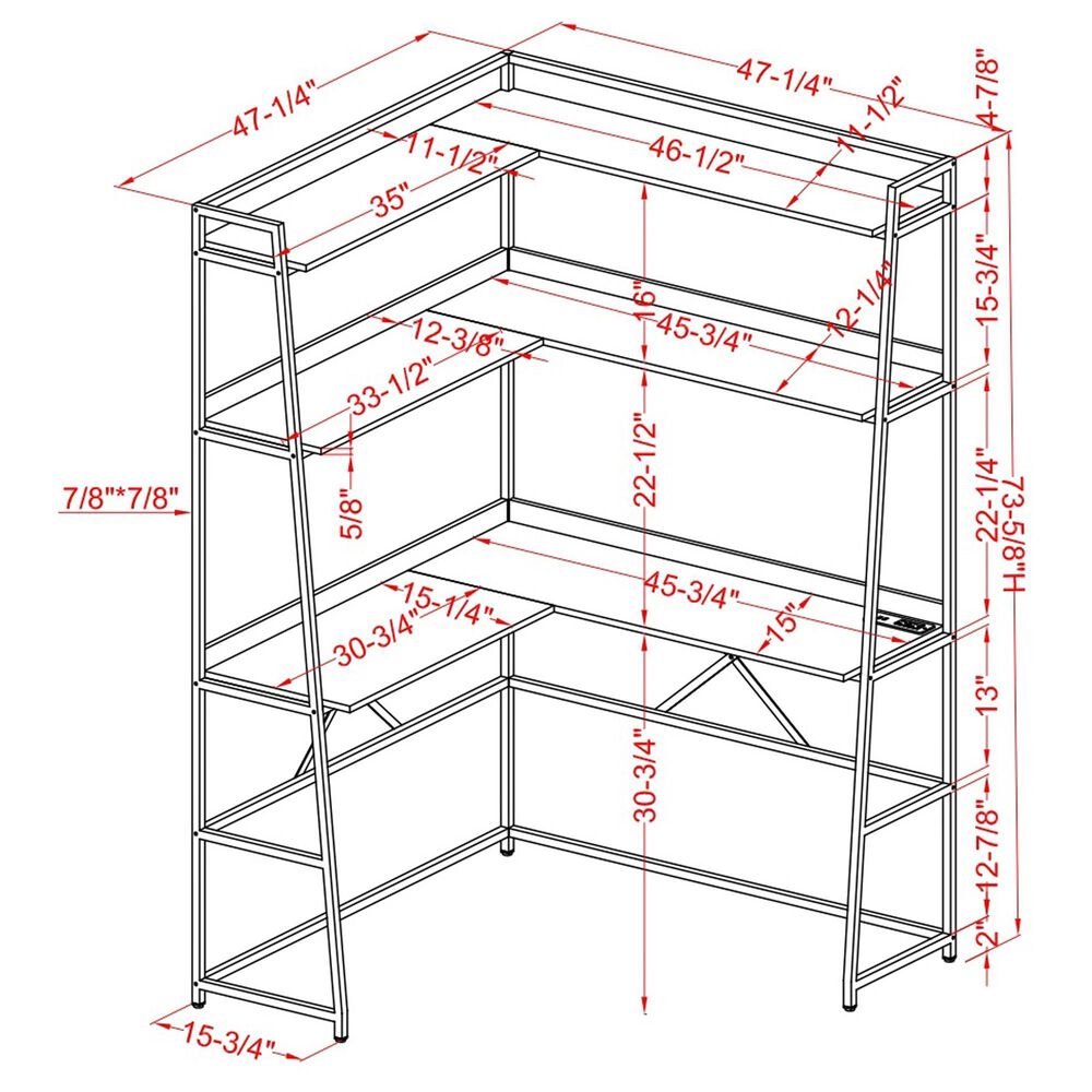 Furniture of America Darrel Desk in Black and Light Oak, , large