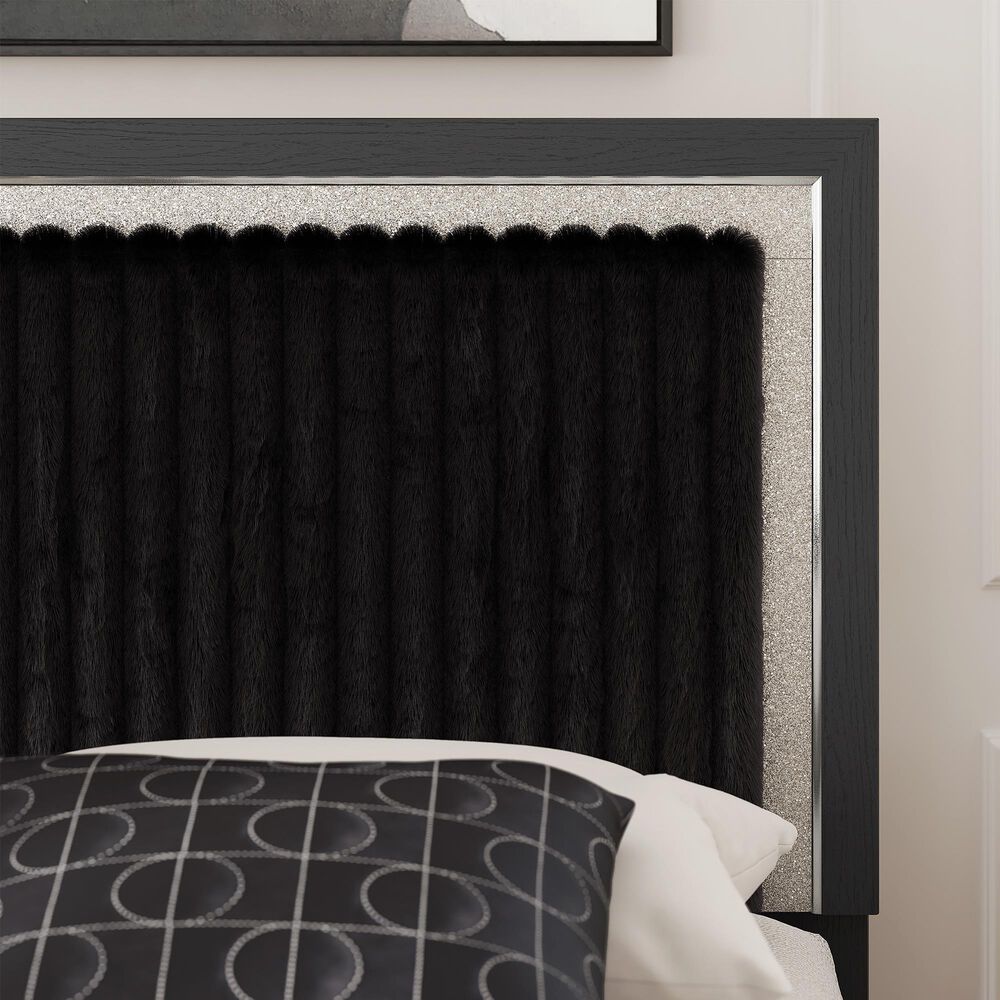 Ashley Zuraleus King Upholstered Panel Bed in Matte Black and Chrome, , large