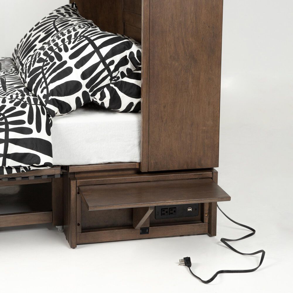 New Day Furniture Louvre Queen Murphy Cabinet Bed with Mattress in Normandy, , large