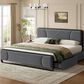 HOMLUX King Upholstered Platform Bed Frame in Gray, , large