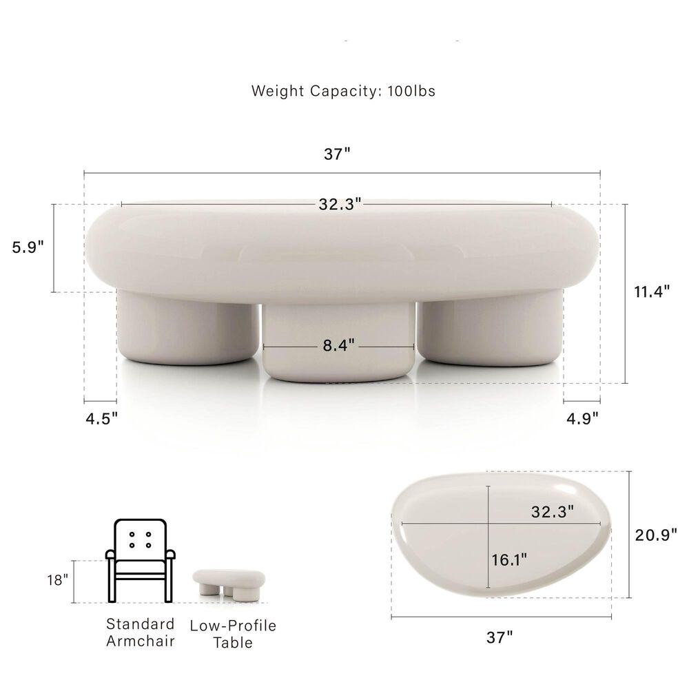 Furniture of America Rene 2-Piece Table Set in Ivory, , large