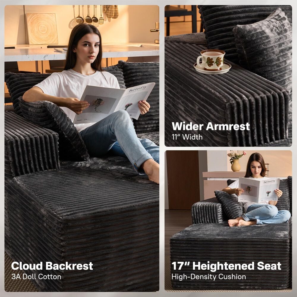 HOMLUX Sectional Sofa,  with High-Density Foam, Standard Plush Couch in Grey, , large