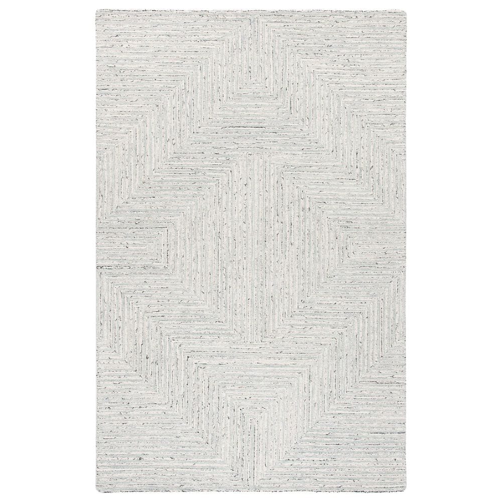 Safavieh Micro-Loop MLP176F 6" x 9" Light Grey and Ivory Area Rug, , large