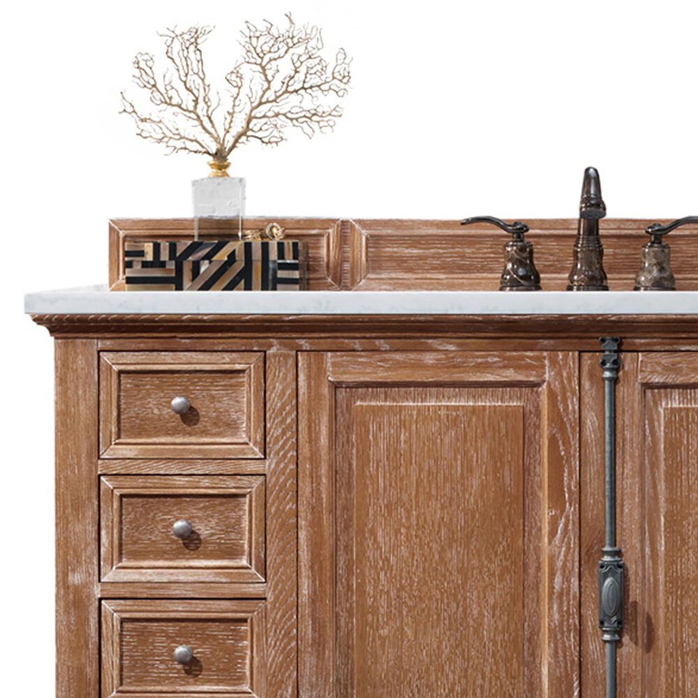 James Martin Providence 60" Single Bathroom Vanity in Driftwood with 3 cm Carrara White Marble