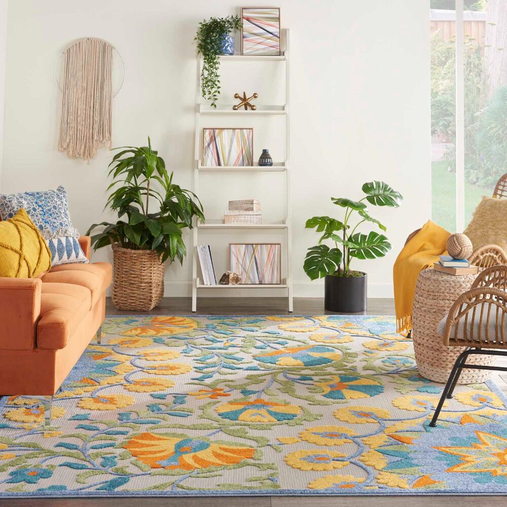 Nourison Aloha 12&#39; x 15&#39; Blue, Yellow, Orange, Green and White Indoor/Outdoor Area Rug, , large