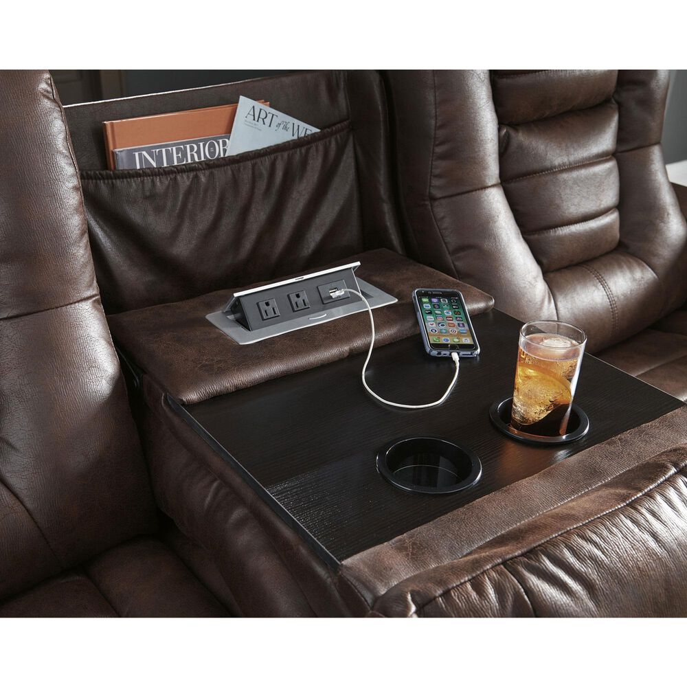 Ashley Owner&#39;s Box Power Reclining Sofa in Thyme, , large