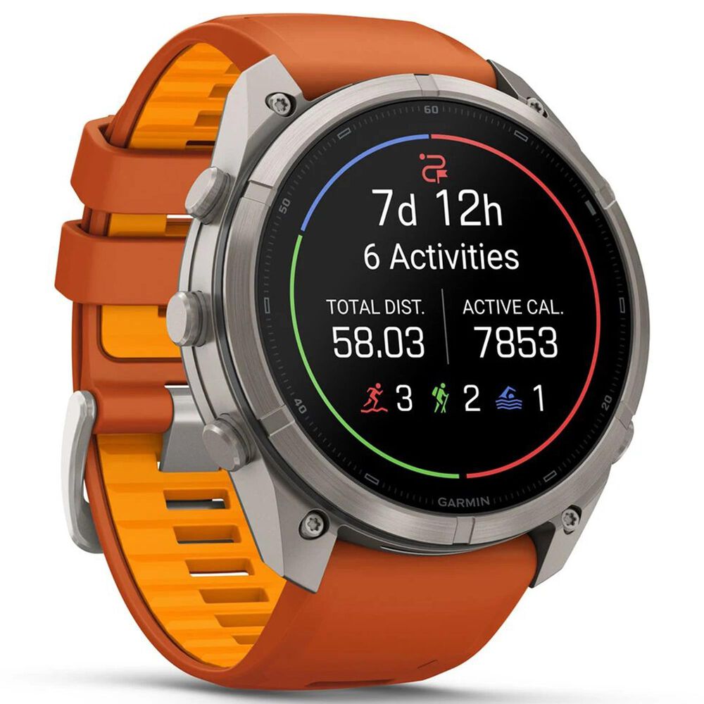 Garmin fenix 9 Pro Smartwatch 51mm Titanium with Autumn Orange and Spark Orange Silicone Band, , large