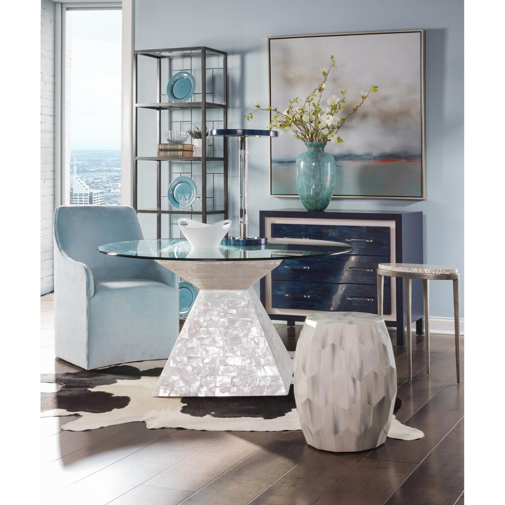 Artistica Metal Invicta Round Spot Table in Navy Blue and Polished Nickel, , large