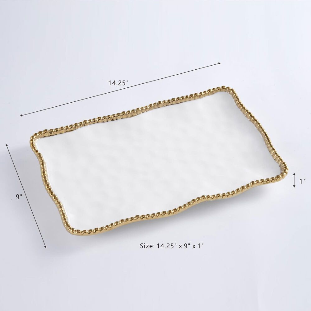 Pampa Bay Salerno Medium Platter in White and Gold Shop NFM
