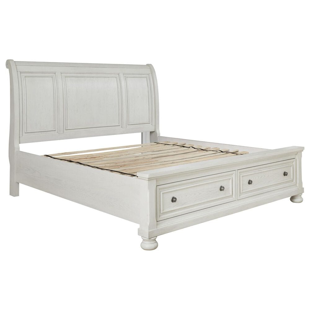 Ashley Robbinsdale King Sleigh Storage Bed in Antique White, , large
