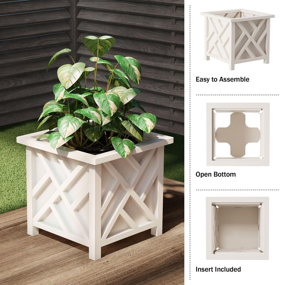 Timberlake 14.75&quot; Planter Box in White &#40;Set of 2&#41;, , large
