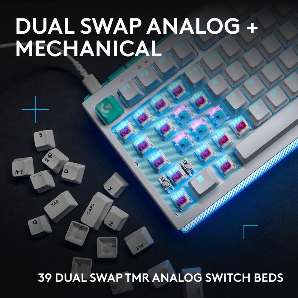 Logitech G512 X 75 Dual Swap Mechanical Gaming Keyboard with Tactile Switches in White, , large