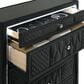 Pacific Landing Lorient 5 Piece King Wingback Bedroom Set with Flame Effect in Black Velvet, , large