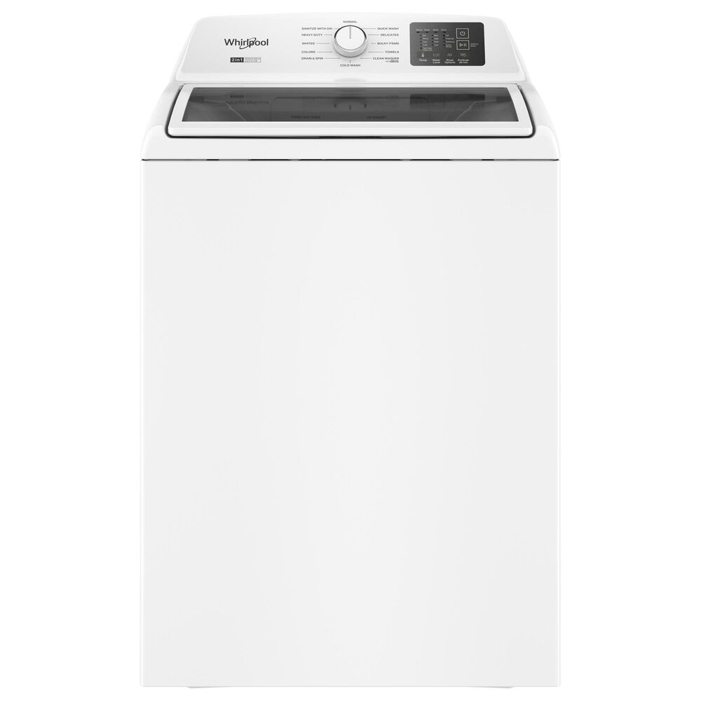 Whirlpool 4.2 - 4.3 Cu. Ft. Top Load Washer with 2-in-1 Removable Agitator and Soft Close Glass Lid in White, , large