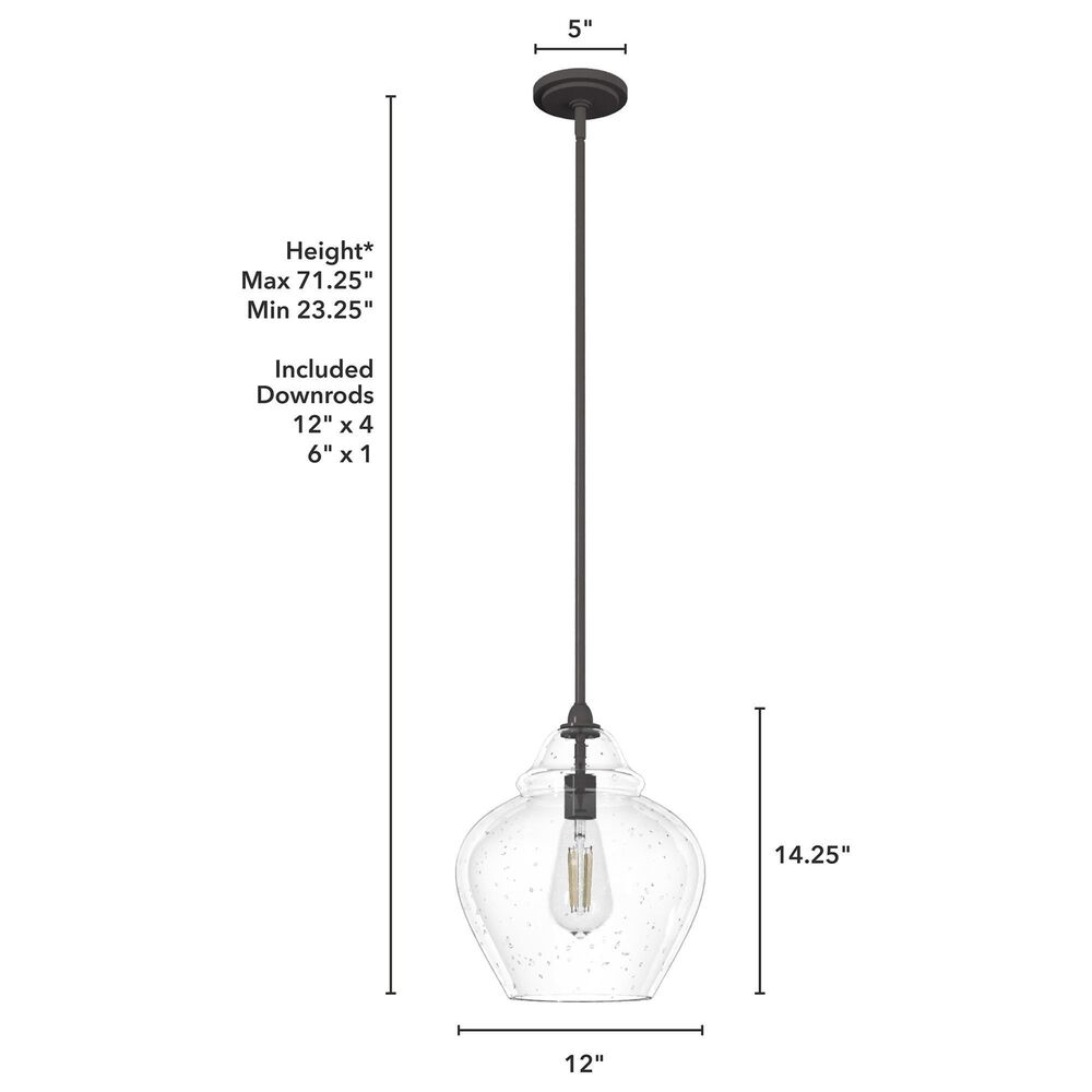 Hunter Dunshire 12&quot; 1-Light Medium Bell Pendant with Seeded Shade in Noble Bronze, , large