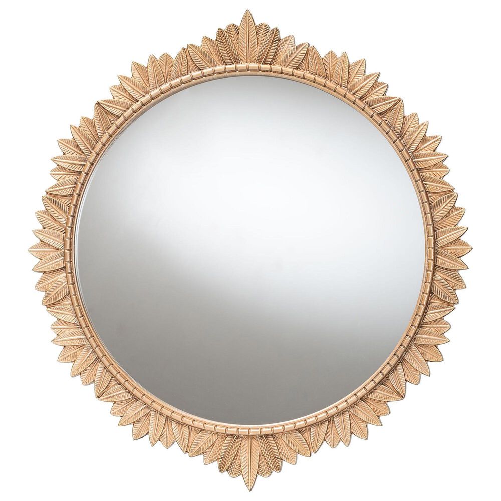 Baxton Studio Caitlin Round Accent Wall Mirror in Antique Gold, , large