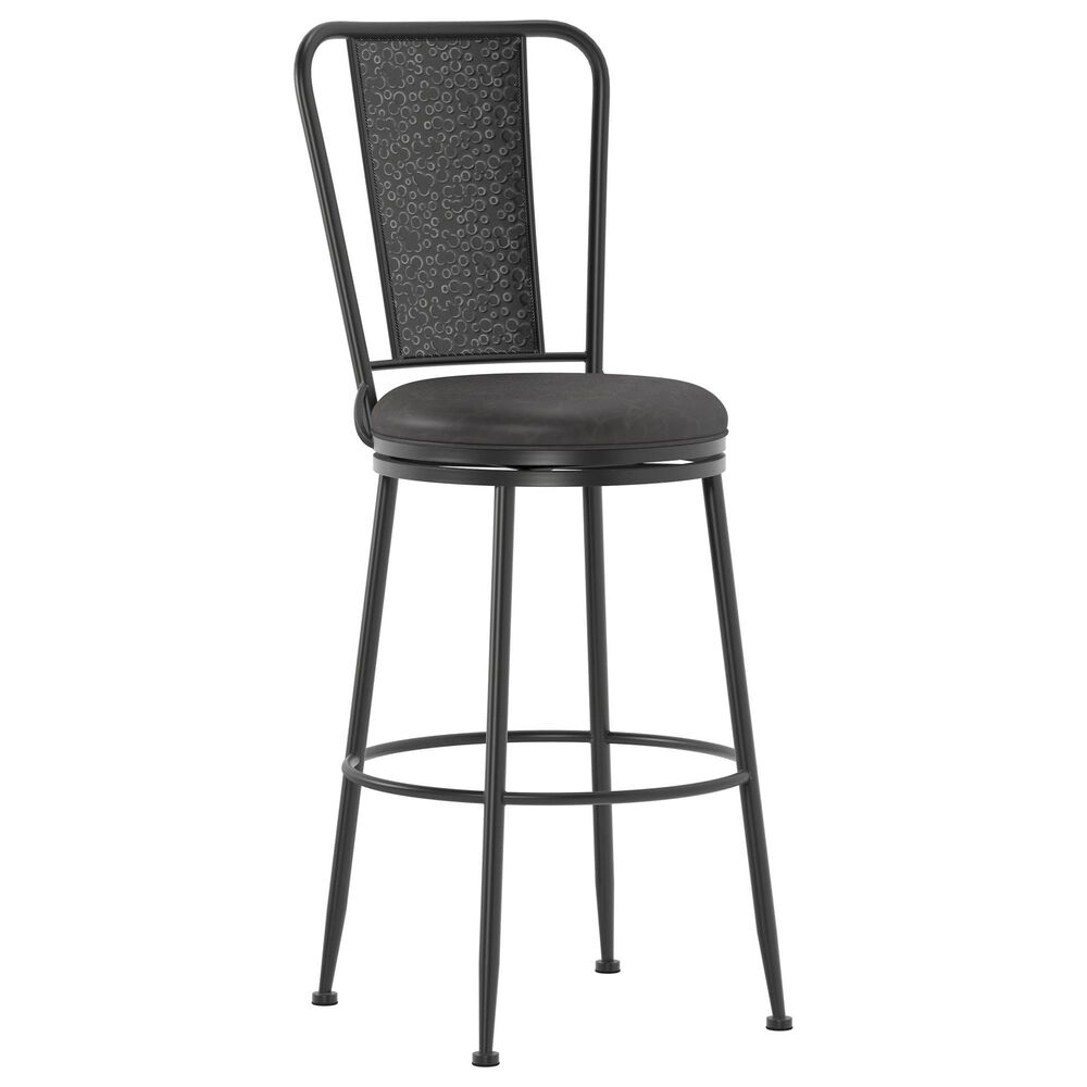 Hillsdale Direct Ship Inverness Commercial Swivel Bar Stool with Gray Cushion in Black and Silver, , large