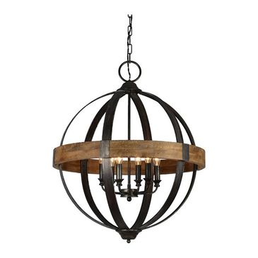 Southern Lighting Baker 6-Light Chandelier in Wood and Metal, , large