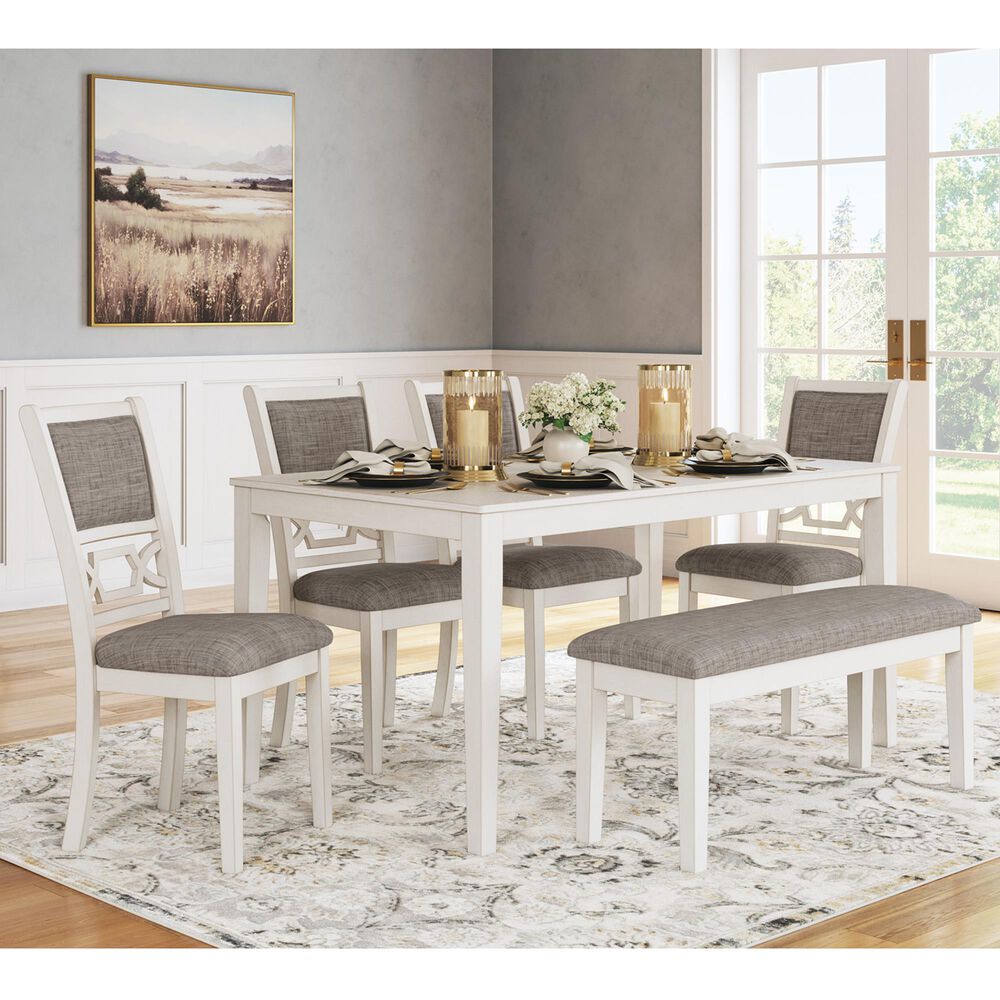 Ashley Erinberg 6-Piece Rectangular Dining Set in Antique White, , large