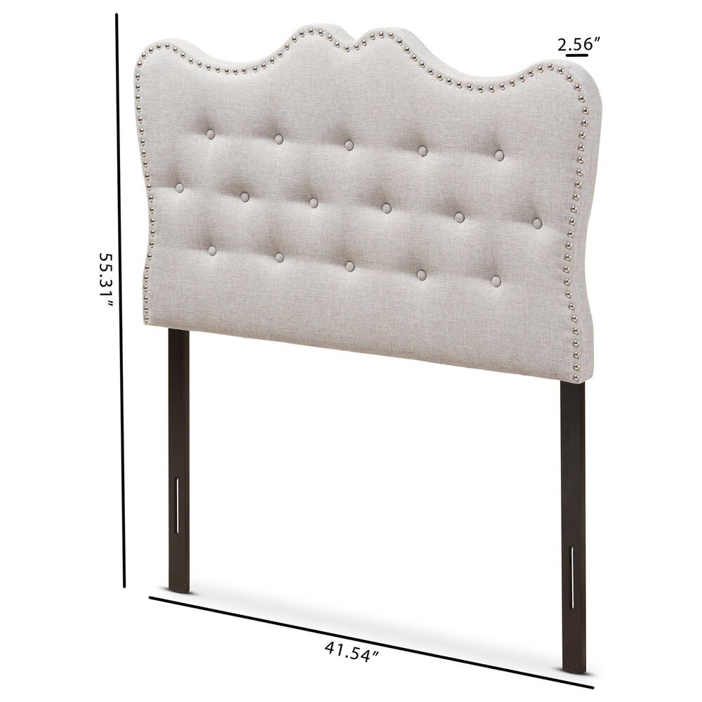 Baxton Studio Emma Twin Upholstered Headboard in Greyish Beige, , large