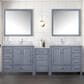 Lexora Home Coraline 92" Double Bathroom Vanity in Dark Grey with White Carrara Marble Top and Rectangular Sinks, , large