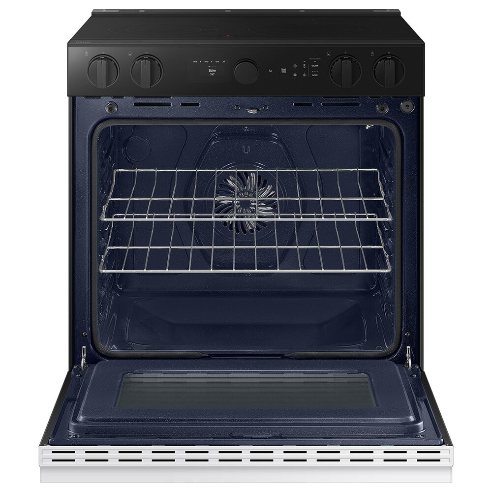 Samsung Bespoke 2-Piece Kitchen Package with 2.1 Cu. Ft. Over-The-Range Microwave and 6.3 Cu. Ft. Slide In Electric Range in White Glass, , large