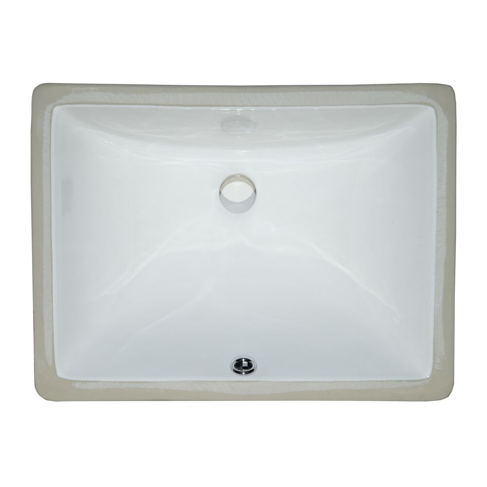 MS International 18.5" x 13.75" Rectangular Porcelain Undermount Bathroom Vanity Sink in White, , large