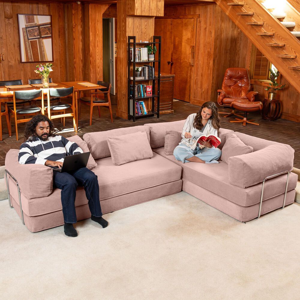 Jaxx Unsofa 2-Piece Modular Right Facing L-Shaped Sectional in Peony Pink, , large