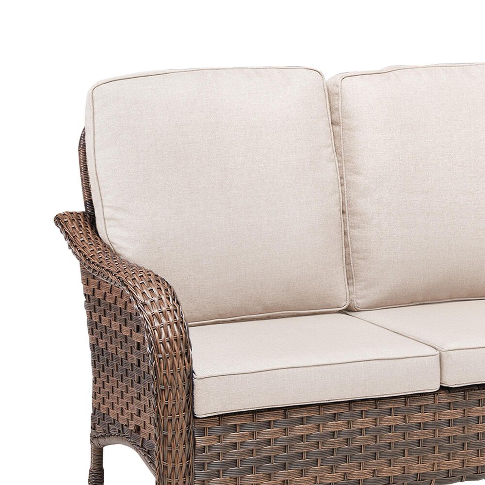Hearth and Haven Outdoor PE Wicker Sofa with Deep Seat Cushions in Beige, , large