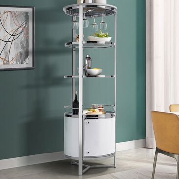 Mayberry Hill Lalia Wine Cabinet in White and Chrome, , large