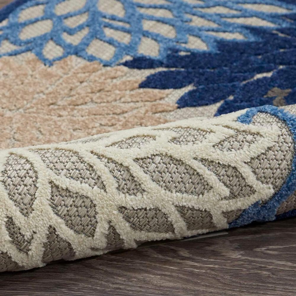 Nourison Aloha ALH05 7&#39;10&quot; Round Blue and Multicolor Indoor/Outdoor Area Rug, , large