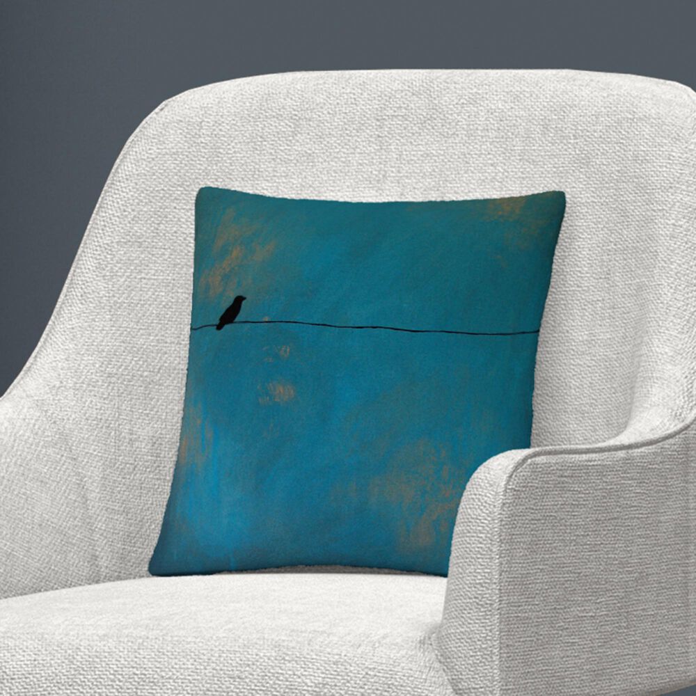 Timberlake Nicole Dietz 'Lone Bird Blue' 16 x 16 Decorative Throw Pillow, , large