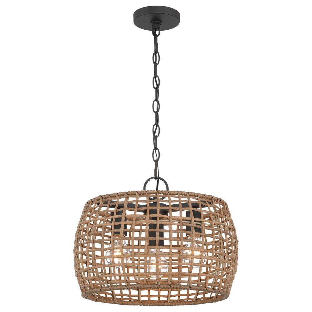 Golden Lighting Weavelight 3-Light Pendant in Natural Black, , large