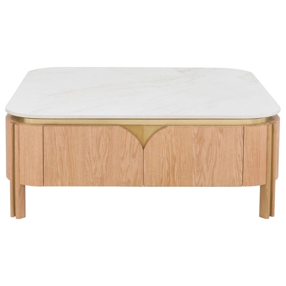 Fairfield Chair Portobello Cocktail Table in White, Light Brown and Brushed Brass, , large