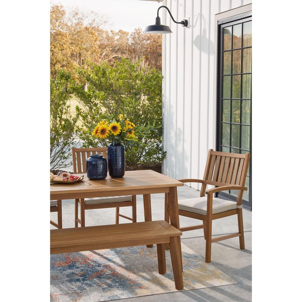 Ashley Janiyah Patio Dining Bench in Light Brown, , large
