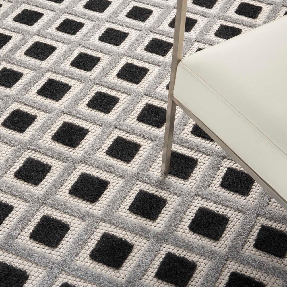 Nourison Aloha Geometric 7&#39; x 10&#39; Black and White Indoor/Outdoor Area Rug, , large