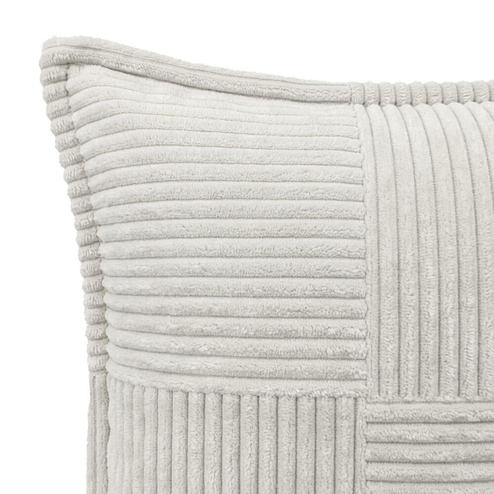 Chanasaya 20" Square Textured Patchwork Throw Pillow in Ivory, , large