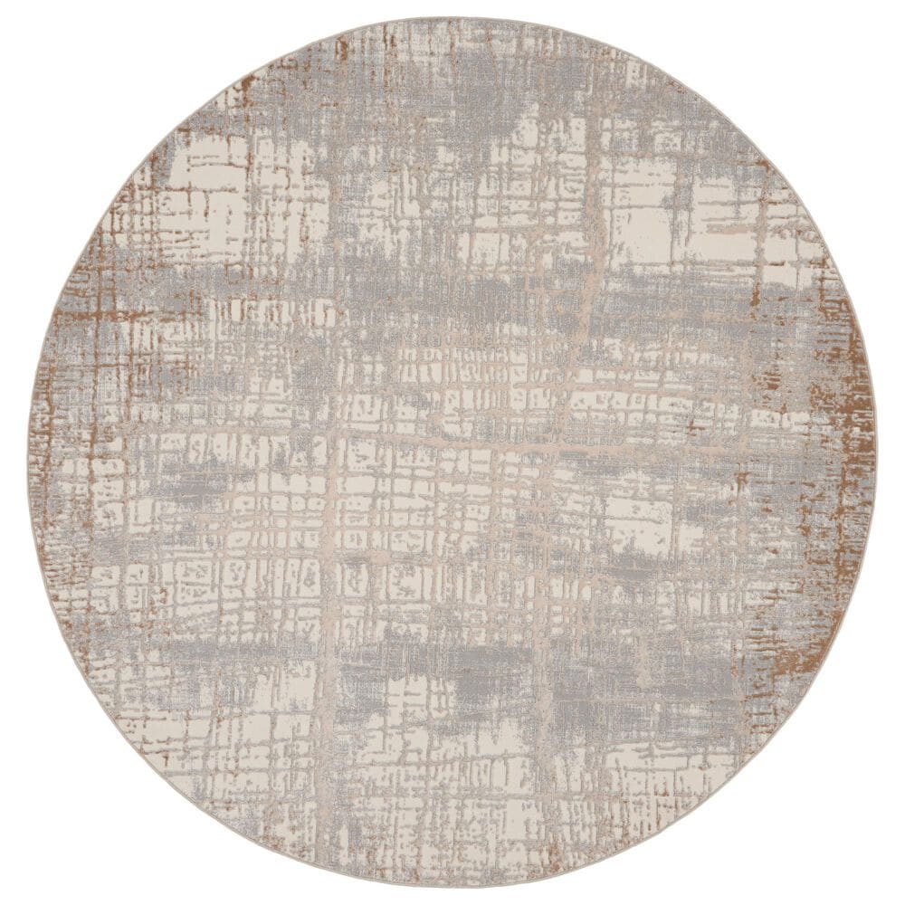 Nourison Rush 8" Round Ivory and Taupe Area Rug, , large