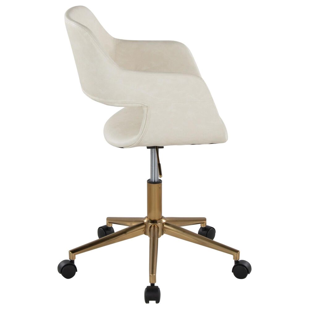 Lumisource Margarite Task Chair with Cream Faux Leather Cushion in Gold, , large