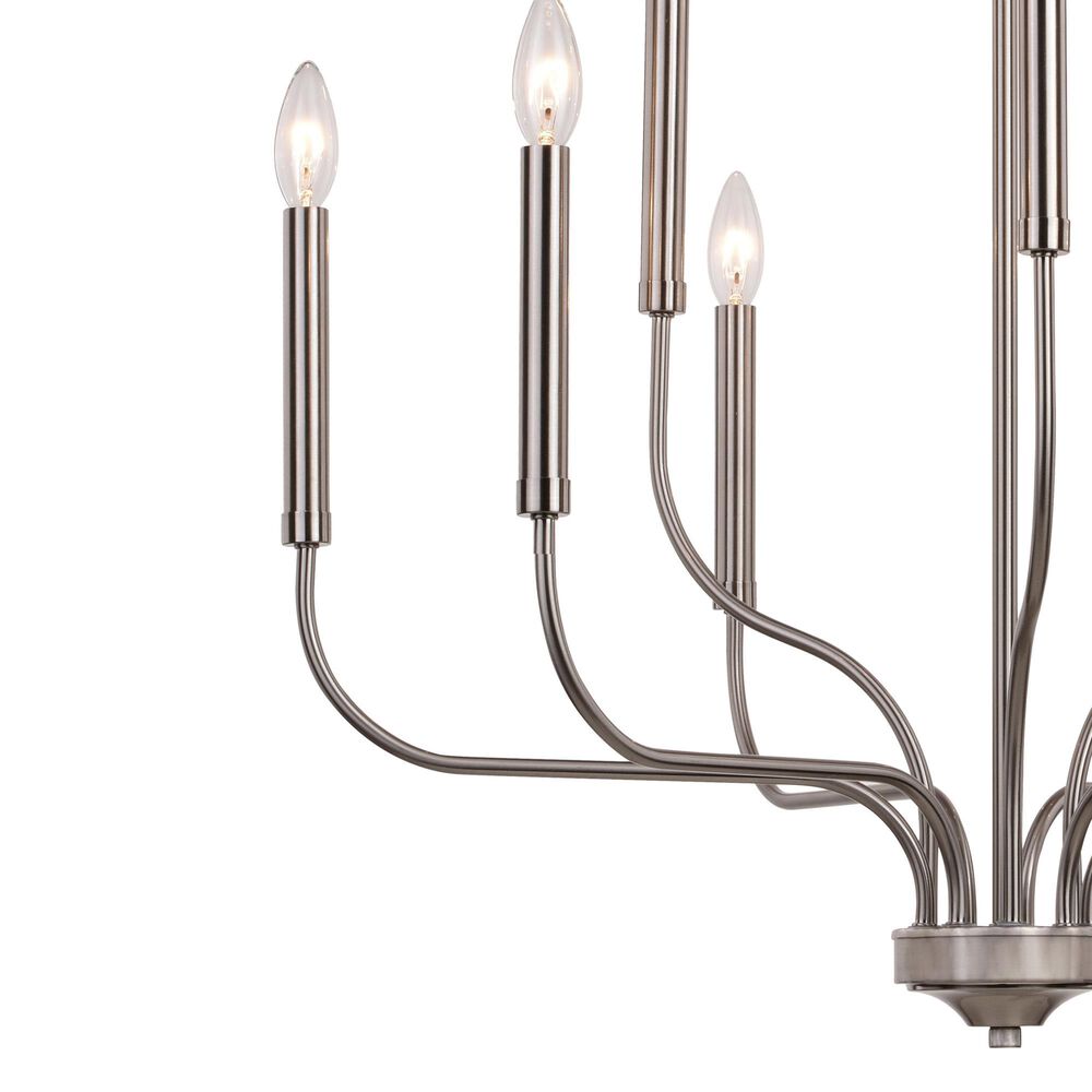 Vaxcel Harris 9-Light Chandelier in Satin Nickel, , large