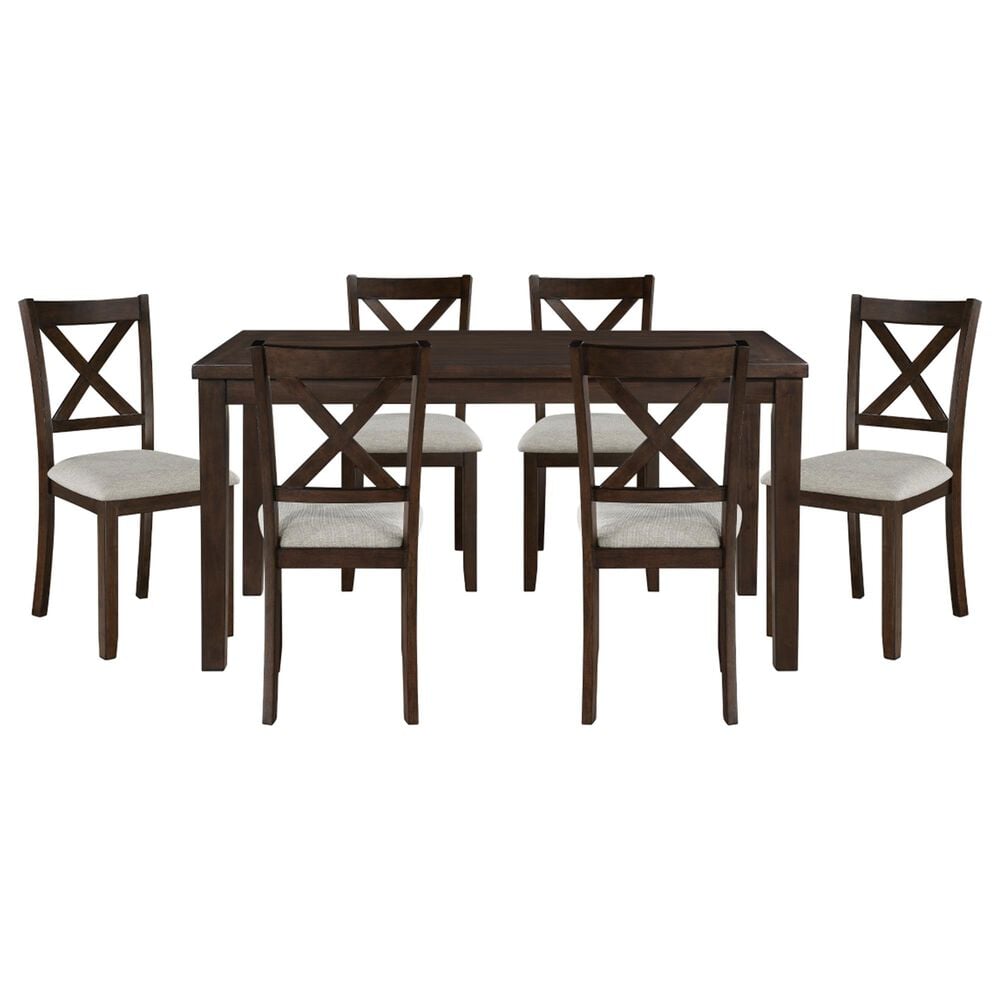 Homelegance Challis 7-Piece Rectangular Dining Set in Dark Cherry, , large